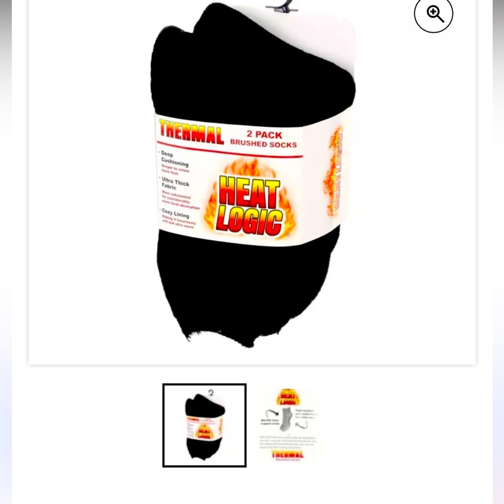 Heat logic, 2 pack socks, deep cushioning, ultra sick, fabric, cozy lining